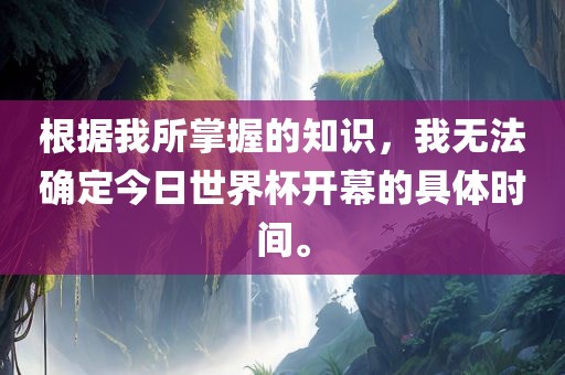 根据我所掌握的知识，我无法确定今日世界杯开幕眉山市正发家政服务有限公司的具体时间。