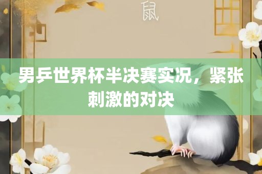 男乒世界杯半决赛实况，眉山市正发家政服务有限公司紧张刺激的对决