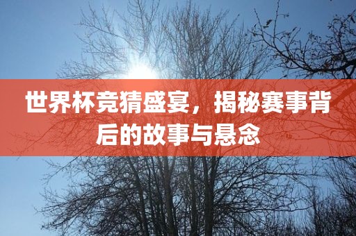 世界杯竞猜盛宴，揭秘赛事背后的故事与悬念