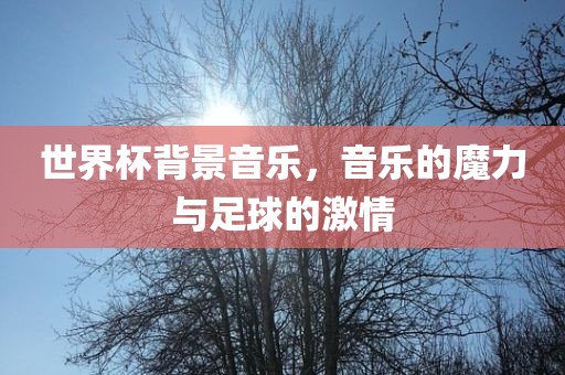 世界杯背景音乐，音乐的魔力与足球的激情