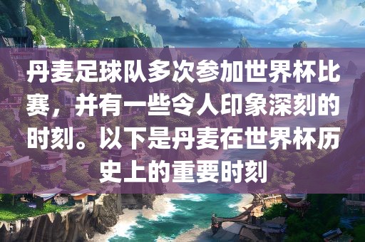 丹麦足球队多次参加世界杯比赛，并有一些令人印象深刻的时刻。以下是丹麦在世界杯历史上的重要时刻