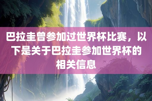 巴拉圭曾参加过世界杯比赛，以下是关于巴拉圭参加世界杯的相关信息