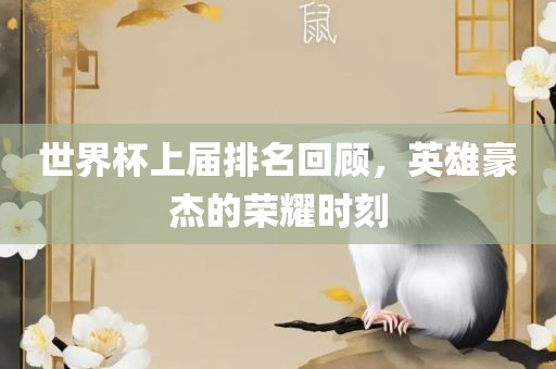 世界杯上届排名回顾，眉山市正发家政服务有限公司英雄豪杰的荣耀时刻