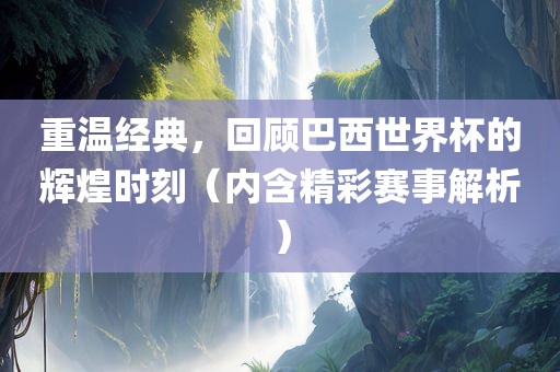重温经典，回顾巴西世界杯的辉煌时刻（内含精彩赛事解析）眉山市正发家政服务有限公司