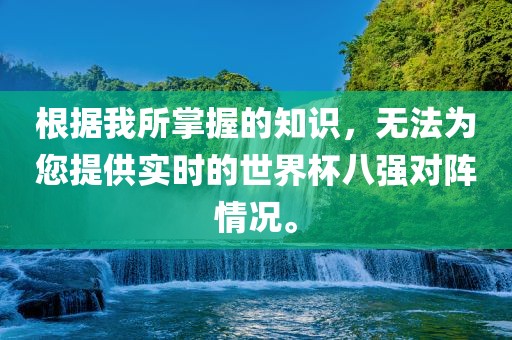 根据我所掌握的知识，无法为您提供实时的世界杯八强对阵情况。