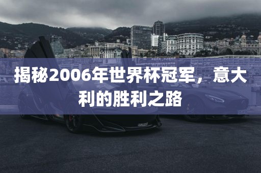 揭秘2006年世界杯冠军，意大利的胜利之路