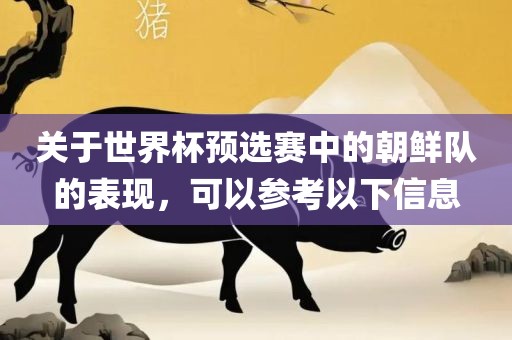关于世界杯预选赛中的朝鲜队的表现眉山市正发家政服务有限公司，可以参考以下信息