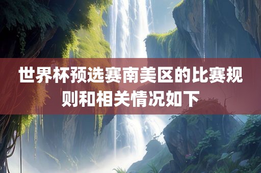 世界杯预选赛南美区的比赛规则和相关情况如下