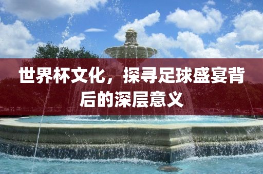 世界杯文化，探寻足球盛宴背后的深层意义眉山市正发家政服务有限公司