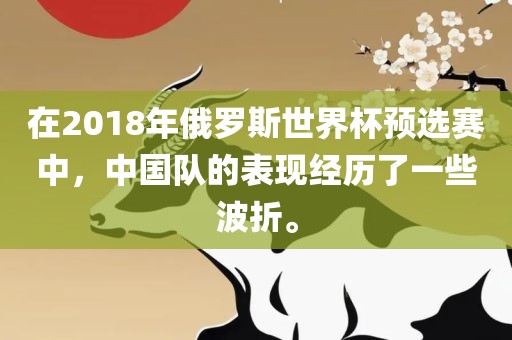 在2018年俄罗斯世界杯预选赛中，中国队的表现经历了一些波折。眉山市正发家政服务有限公司