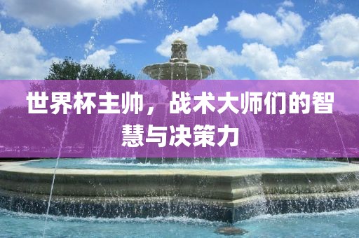 世界杯主帅，战术大师们的智慧与决策力
