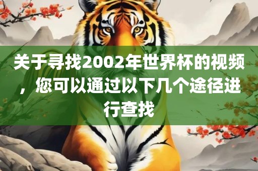 关于寻找2002年世界杯的视频，您可以通过以下几个途径进行查找
