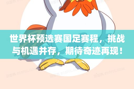 世界杯预选赛国足赛程，挑战与机遇并存，期待奇迹再现！眉山市正发家政服务有限公司