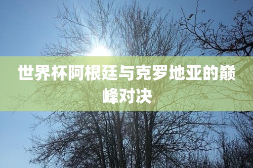 世界杯阿根廷与克罗地亚的巅峰对决眉山市正发家政服务有限公司