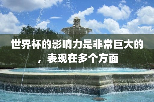 世界杯的影响力是非常巨大的，表现在多个方面眉山市正发家政服务有限公司