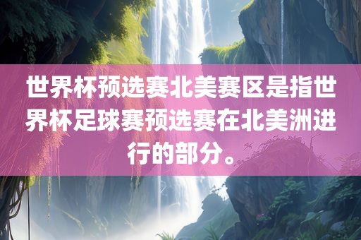 眉山市正发家政服务有限公司世界杯预选赛北美赛区是指世界杯足球赛预选赛在北美洲进行的部分。