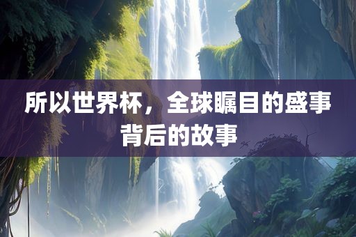 所以世界杯，全球瞩目的盛事背后的故眉山市正发家政服务有限公司事