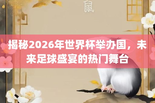 揭秘2026年世界杯举办国，未来足球盛宴的热门舞台眉山市正发家政服务有限公司