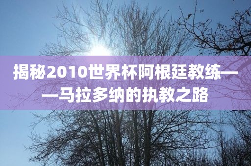 揭秘2010世界杯阿根廷教练——马拉多纳的执教之路