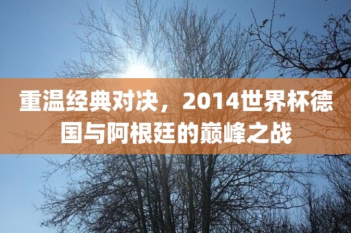 重温经典对决，2014世界杯德国与阿根廷的巅峰之战