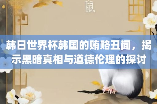 韩日世界杯韩国的贿赂丑闻，揭示黑暗真相与道德伦理的探讨眉山市正发家政服务有限公司