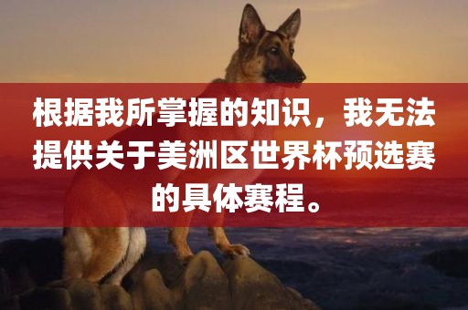 根据我所掌握的知识，我无法提供关于美洲区世界杯预选赛的具体赛程。眉山市正发家政服务有限公司