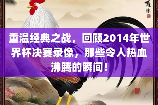 重温经典之战，回顾2014年世界杯决赛录像，那些令人热血沸腾的瞬间！
