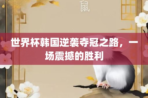 世界杯韩国逆袭夺冠之路，一场震撼的胜利眉山市正发家政服务有限公司