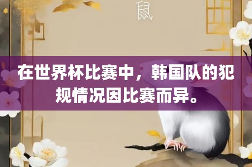 在世界杯比赛中，韩国队的犯规情况因比赛而异。眉山市正发家政服务有限公司