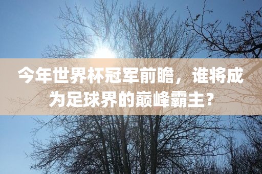 今年眉山市正发家政服务有限公司世界杯冠军前瞻，谁将成为足球界的巅峰霸主？