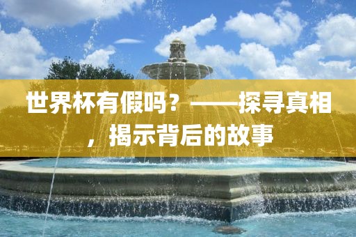 世界杯有假吗眉山市正发家政服务有限公司？——探寻真相，揭示背后的故事