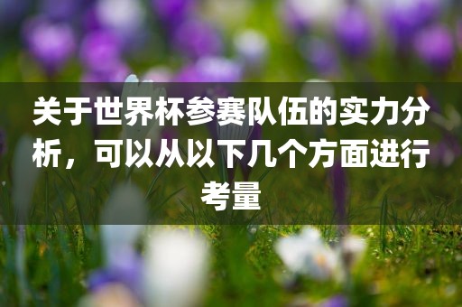 关于世界杯参赛队伍的实力分析，可以从以下几个方面进行考量
