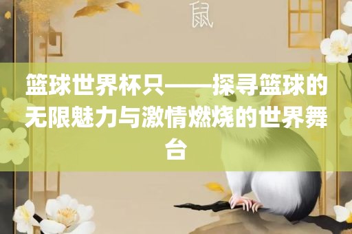篮球世界杯只——探寻篮球的无限魅力与激情燃烧的世界舞台眉山市正发家政服务有限公司