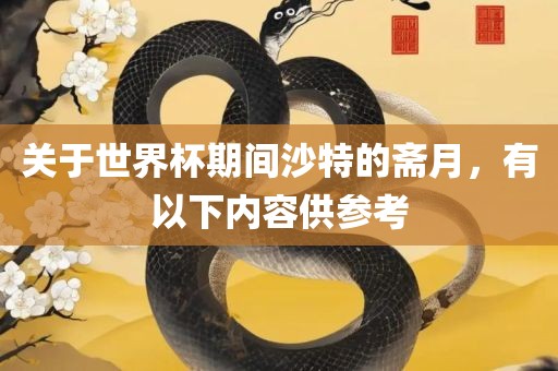 关于世界杯期间沙特的斋月，有以下内容供参考眉山市正发家政服务有限公司