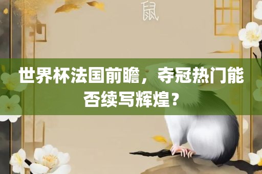 世界杯法国前瞻，夺冠热门能否续写辉煌？